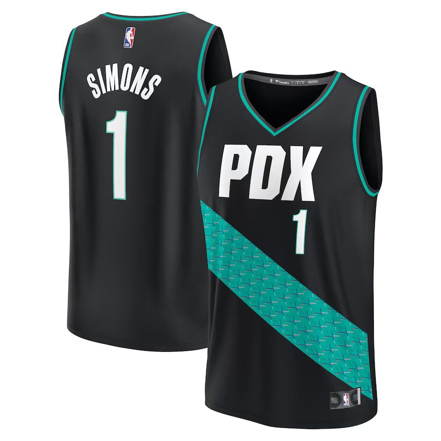 Men Portland Trail Blazers 1 Anfernee Simons Fanatics Branded Black City Edition 2022-23 Fastbreak NBA Jersey